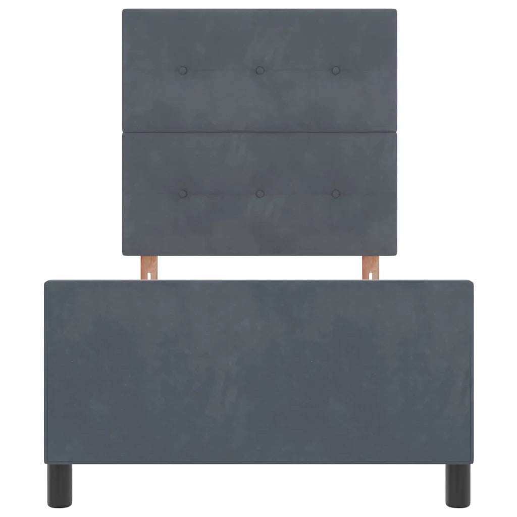 Letto a molle con testiera Grigio scuro 80 x 200 cm Velluto