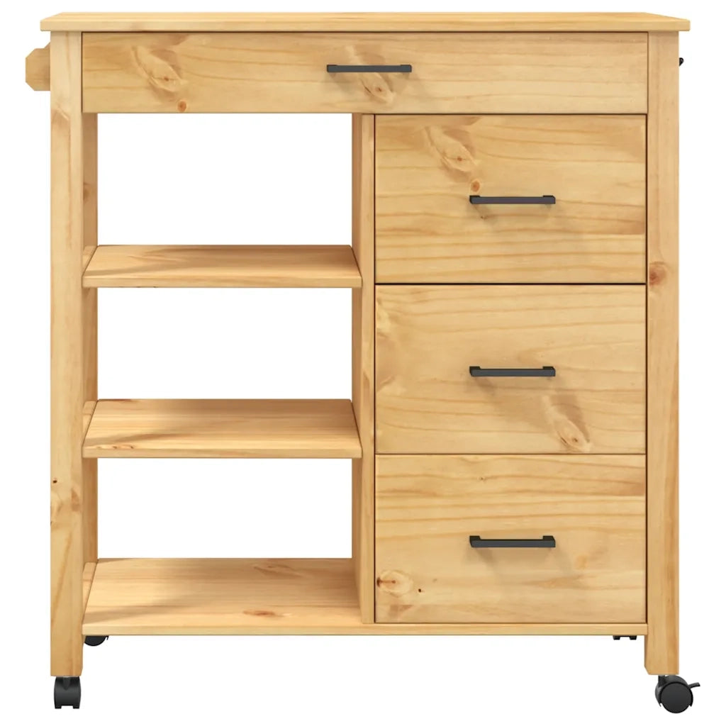 Carrello da Cucina MONZA 84x40x88,5 cm in Legno Massello di Pino 376112