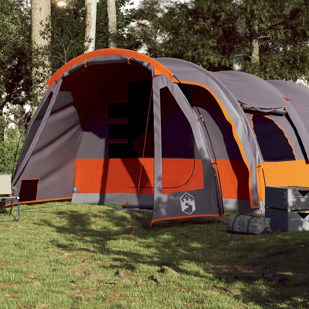 Tenda Familiare a Tunnel per 8 Persone-Tenda da campeggio Grigia Impermeabile 385026