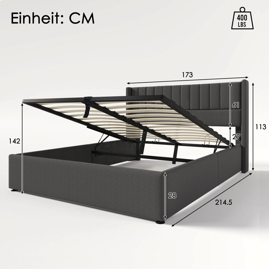 letto imbottito lino grigio 160x200 cm