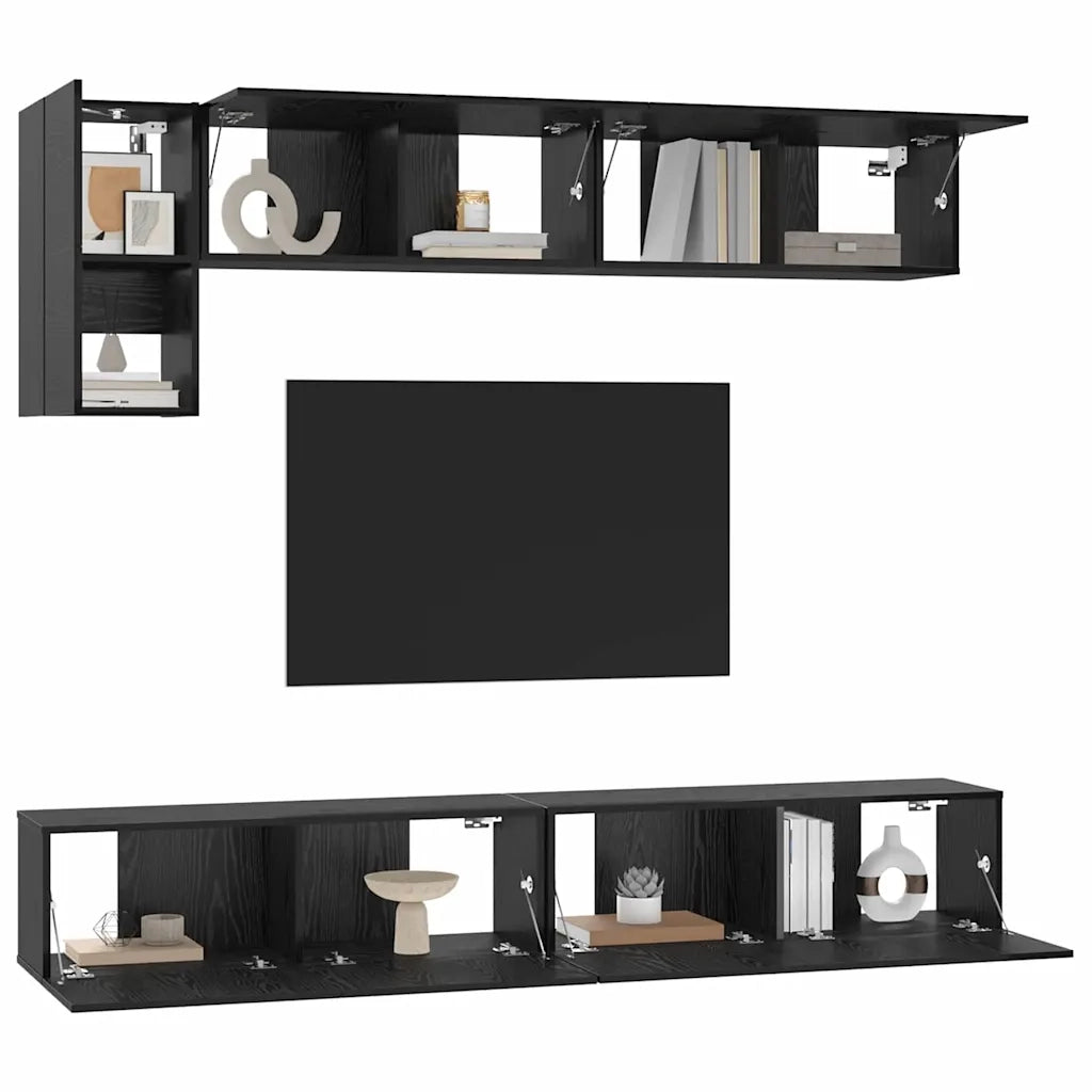 Set mobile TV 5 pcs Rovere Nero Legno multistrato