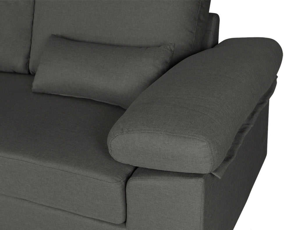 Divano angolare 3 posti con chaise longue sinistra tessuto grigio scuro - Washington - DI-WA05FBC-CLSX