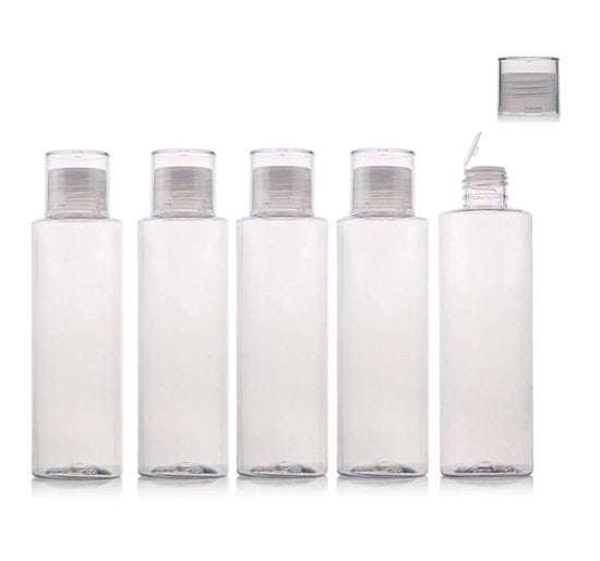 Set di 6 flaconcini da viaggio 150ml - Lekvrij - Autorizzato per la mano bagaglio - Impermeabile - Progettato per essere facile da usare - Ideale per prodotti cosmetici - Contenitori per viaggio
