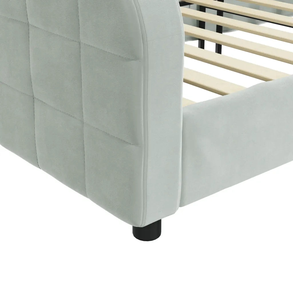 Letto da Giorno Grigio Chiaro 100x190 cm in Velluto 354076