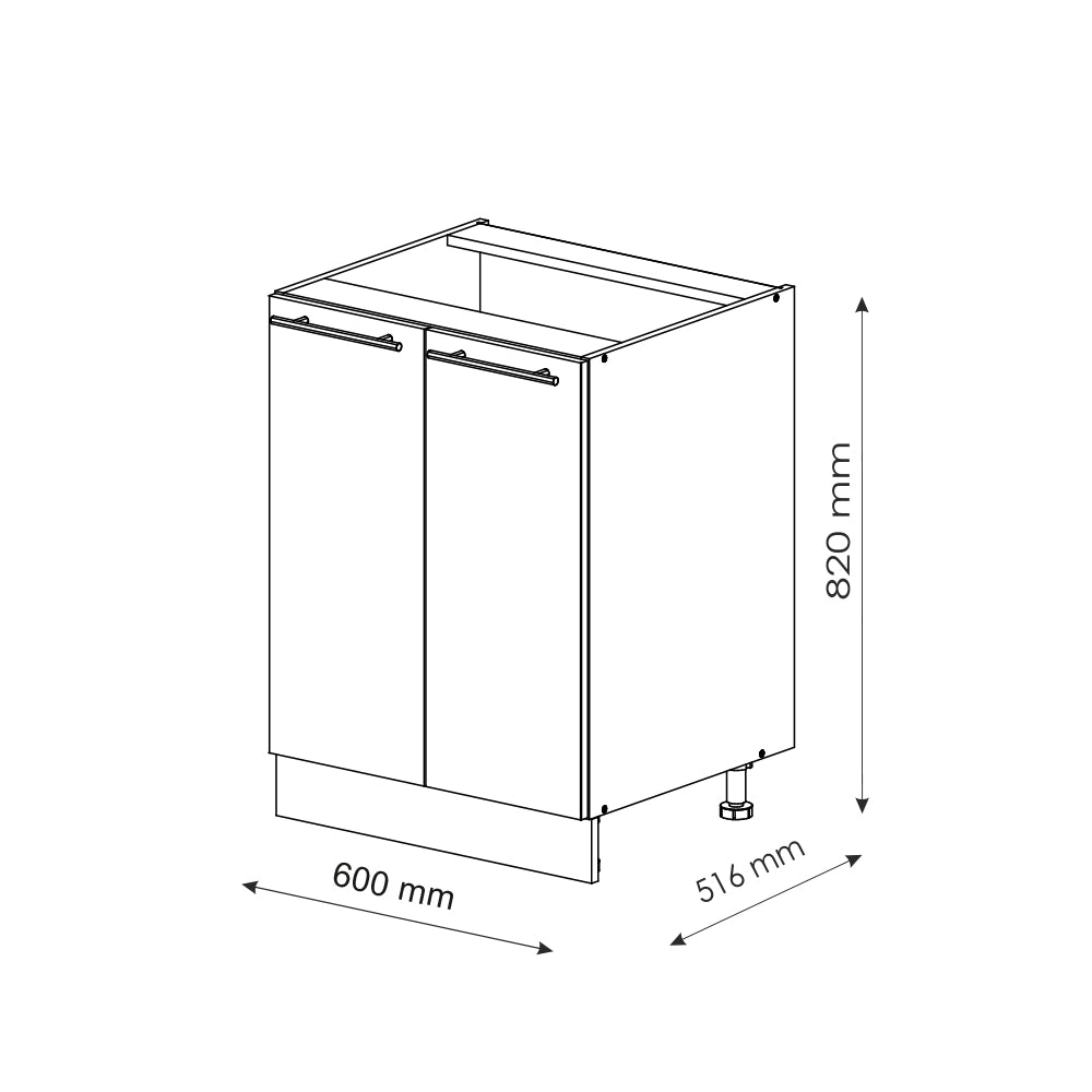 Mobiletto base cucina Fame-Line Antracite lucido/Bianco 60 cm, PL Antracite Vicco