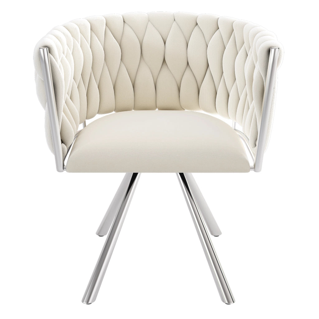 SEDIA Girevole 360° Set da 6 pezzi Beige in Velluto e Metallo