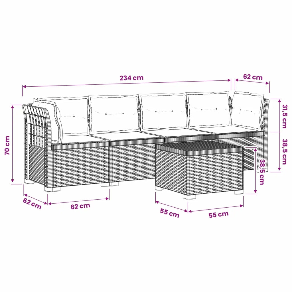 Divano da Giardino a 4 Posti con Cuscini in Stile Rattan PP 3443883
