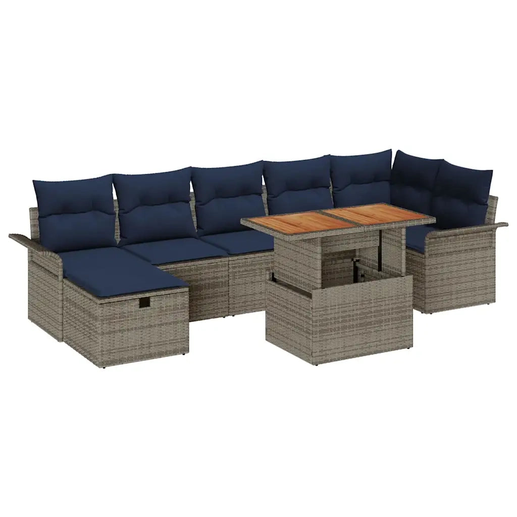 Set Divano da Giardino 8 pcs Grigio polyrattan 3361255