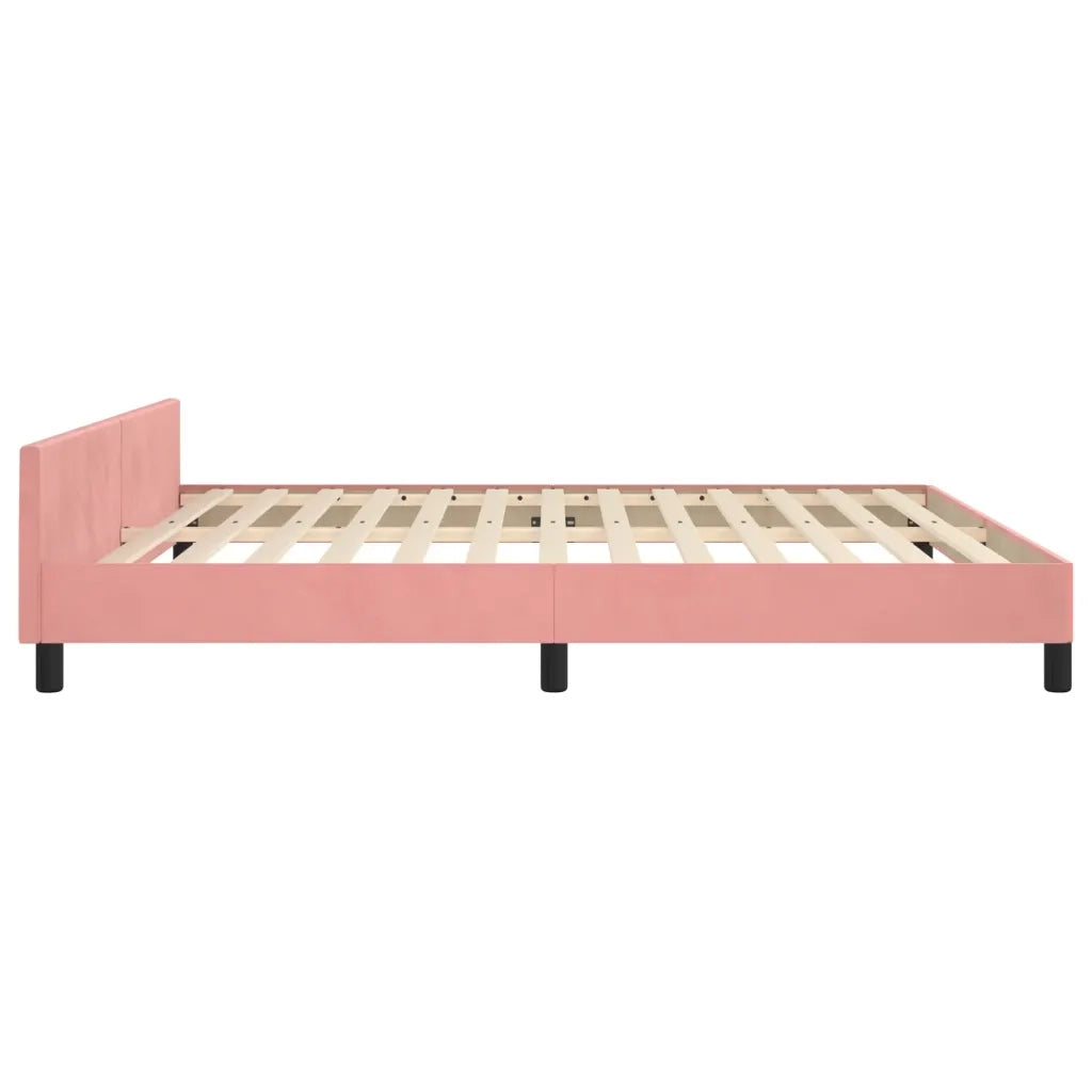 Letto matrimoniale | Letto per adulti | Giroletto con Testiera Rosa 160x200 cm in Velluto