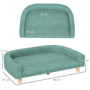 DIVANO PER CANI 98x67x25 cm Verde in poliestere