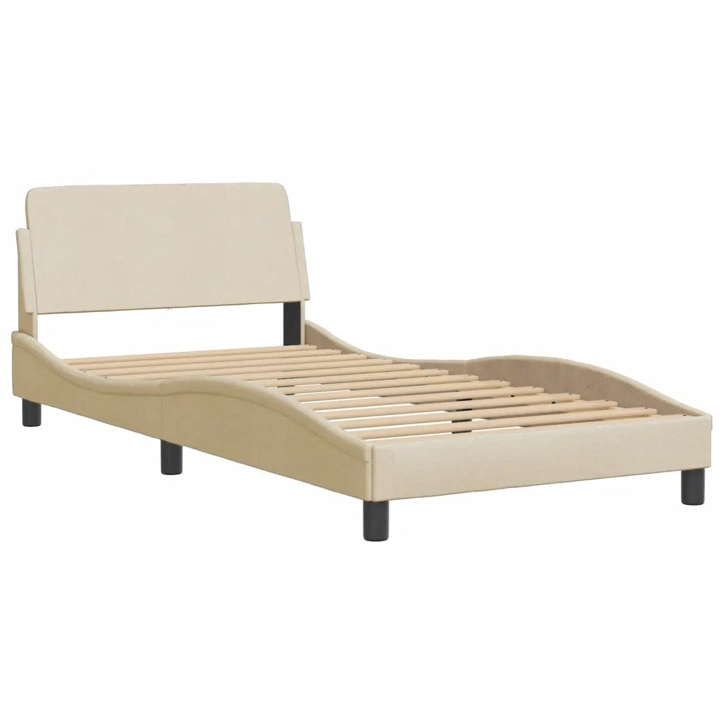 Giroletto con LED senza Materasso-Struttura Letto Hvar Crema 100x200 cm in Tessuto