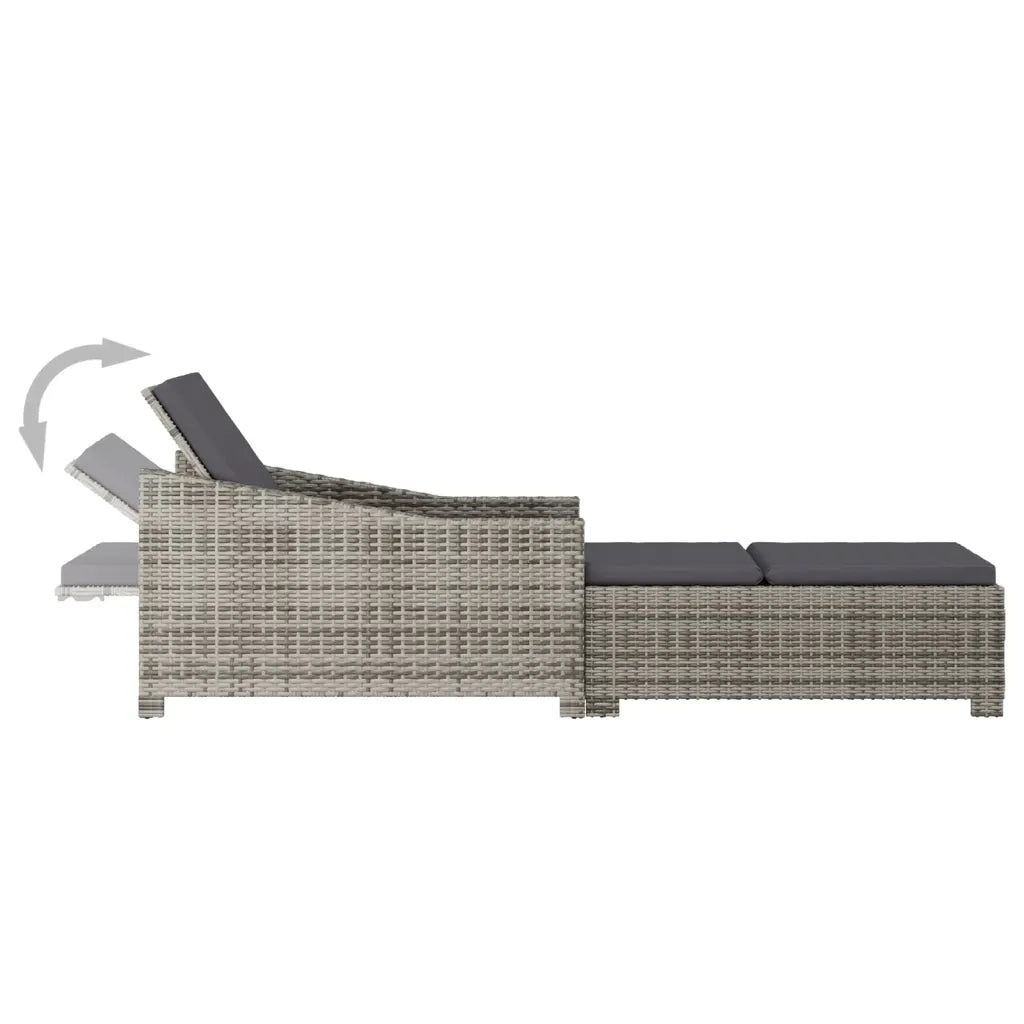 Lettino Prendisole con Cuscino Grigio Scuro Polyrattan Grigio 317180