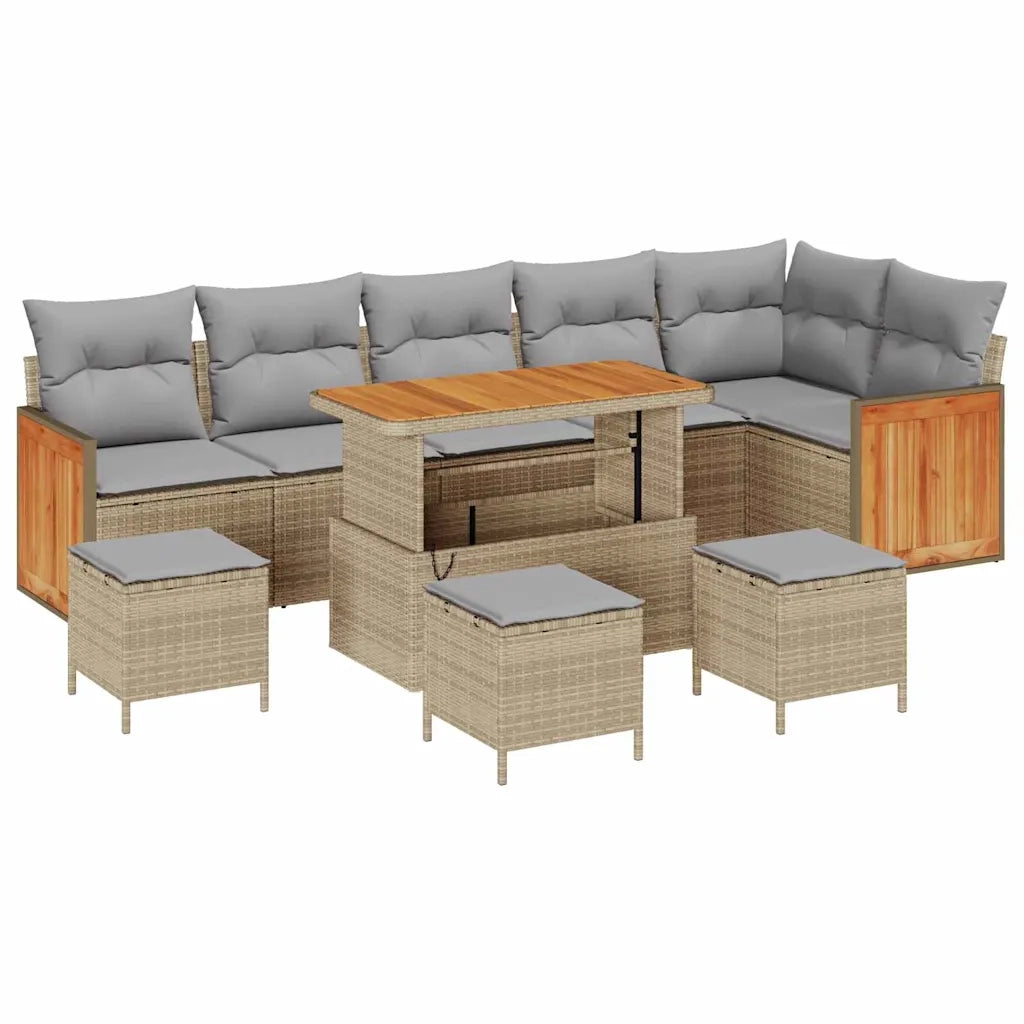 Set Divano da Giardino 12 pcs Beige e Grigio Chiaro polyrattan