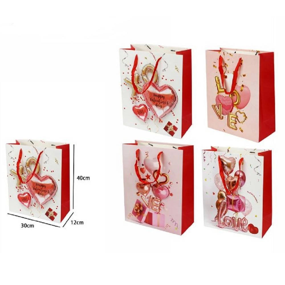 Trade Shop - Set 6 Buste Borsa Regalo Sacchetti San Valentino 30x40x12cm 71097 Varie Fantasie -
