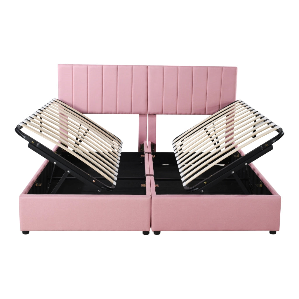 letto imbottito lino rosa 180 x 200 cm