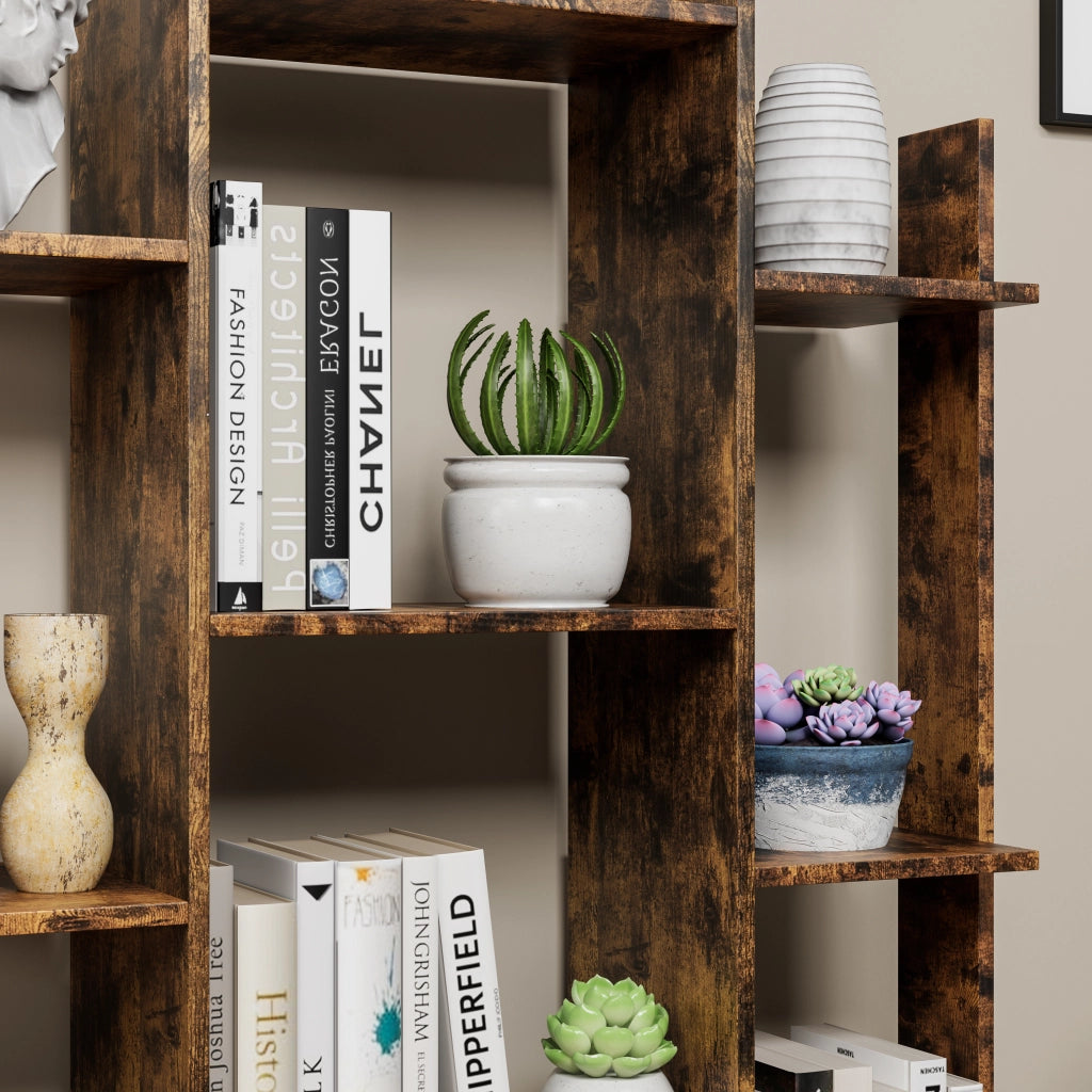LIBRERIA con 2 cassetti 130,2x34,7x17,2 cm Marrone Metallo e Legno