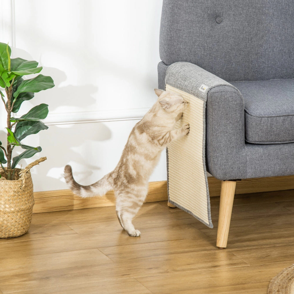 Set 2 Tappetini Tiragraffi per Gatti ¨C Xylo ¨C Sisal 130x45cm Grigio Protezione Divano Mobili