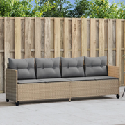 Lettino Prendisole con Cuscini Beige in Polyrattan 368329