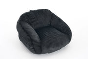 Poltrona pouf con schienale ergonomico e imbottitura in schiuma per soggiorno in velluto a coste grigio scuro