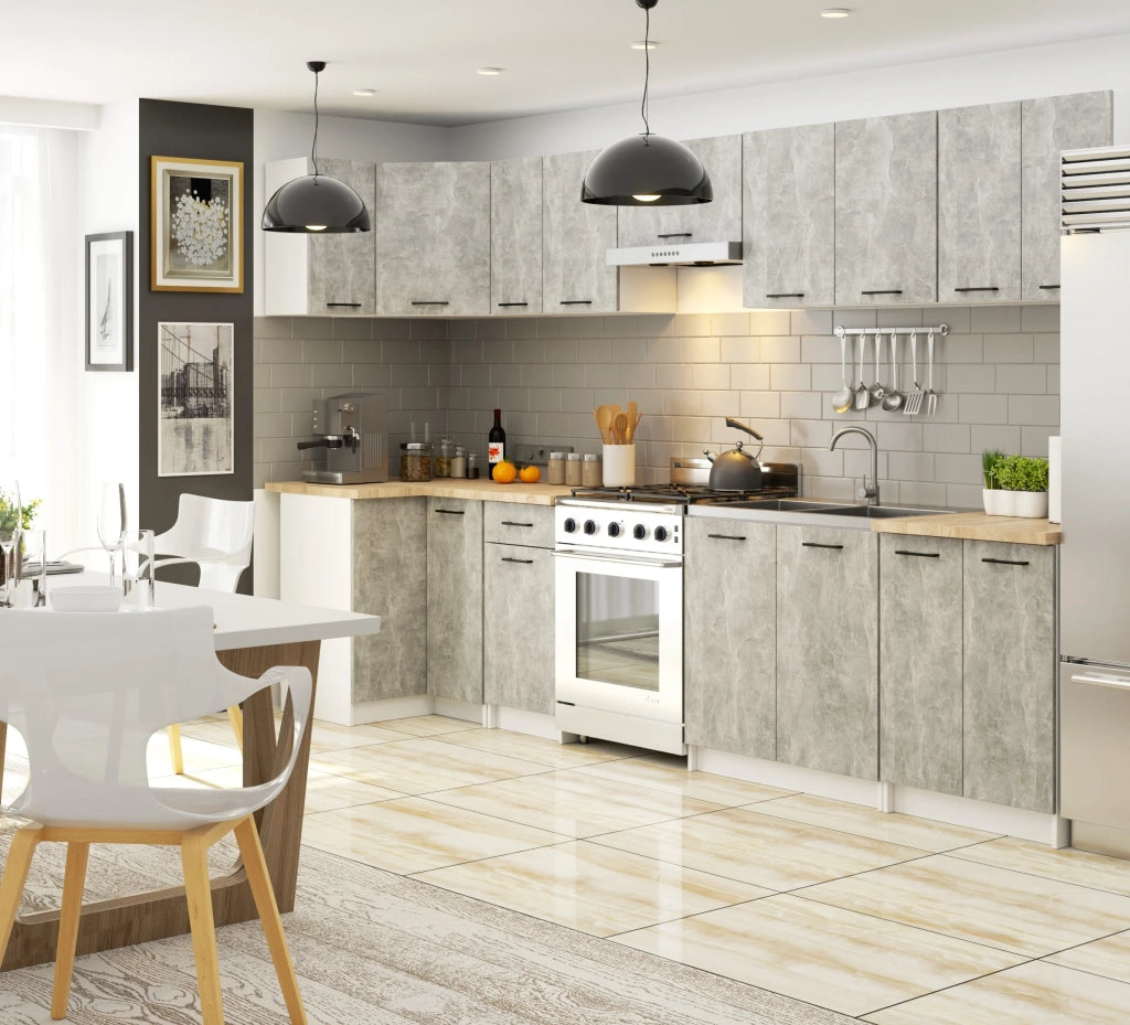 Mobile da cucina pensile sistema AKORD OLIWIA Bianco 50 cm 1 anta inserto frontale Cemento 50x30x58 cm