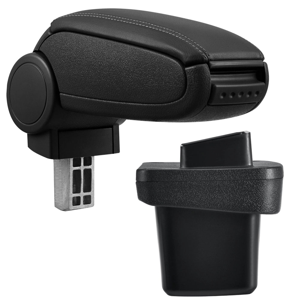 Bracciolo centrale per VW Golf 7 con scomparto imbottito in similpelle nera con cuciture nere 03_0000741