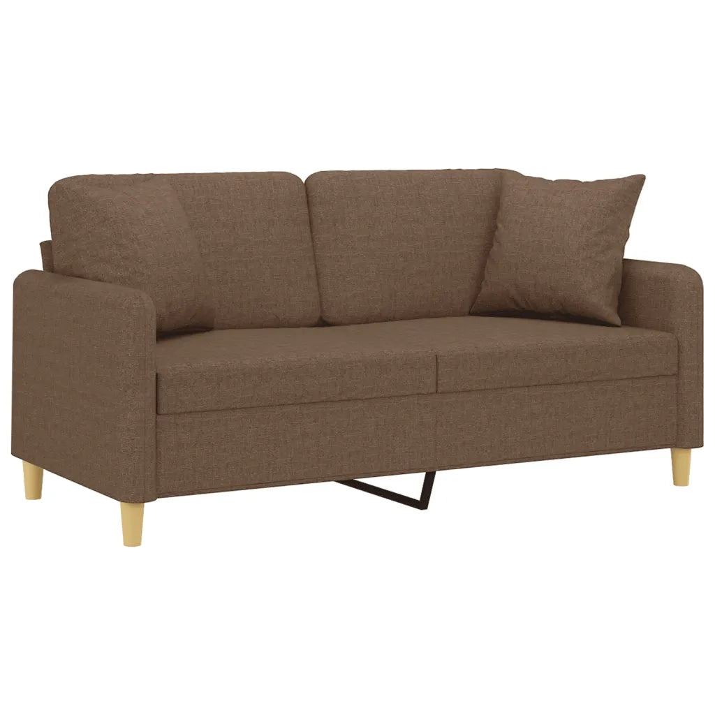 Divano a 2 Posti con Cuscini-Sofa 2 Posti con Cuscini Marrone 140 cm in Tessuto 725681
