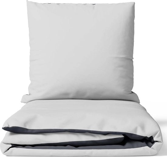 Set da letto in seta lussuoso - 100% cotone - 200 x 200 cm - antracite/grigio