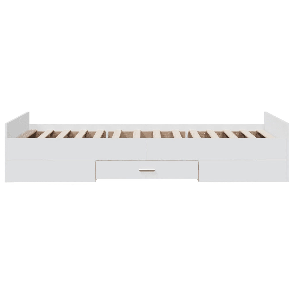 Giroletto con Cassetti Bianco 90x190 cm in Legno Multistrato 3280342