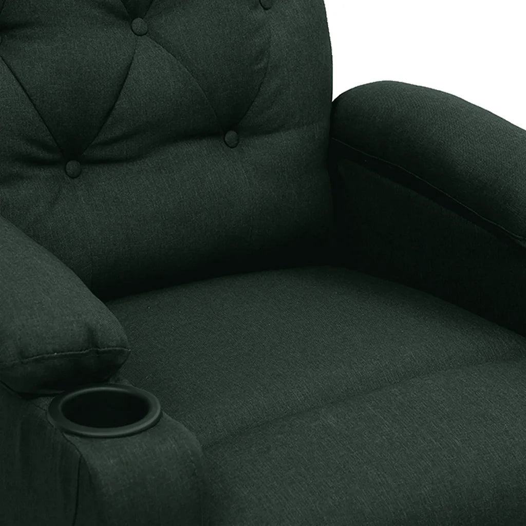 Poltrona Massaggiante | Sedia Relax Verde Scuro in Tessuto