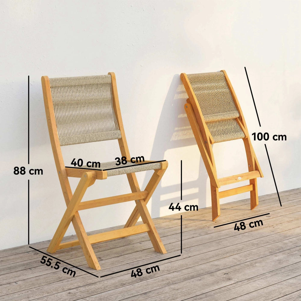 Sedia pieghevole da giardino ¨C zephmum ¨C Rattan PE e legno acacia, beige