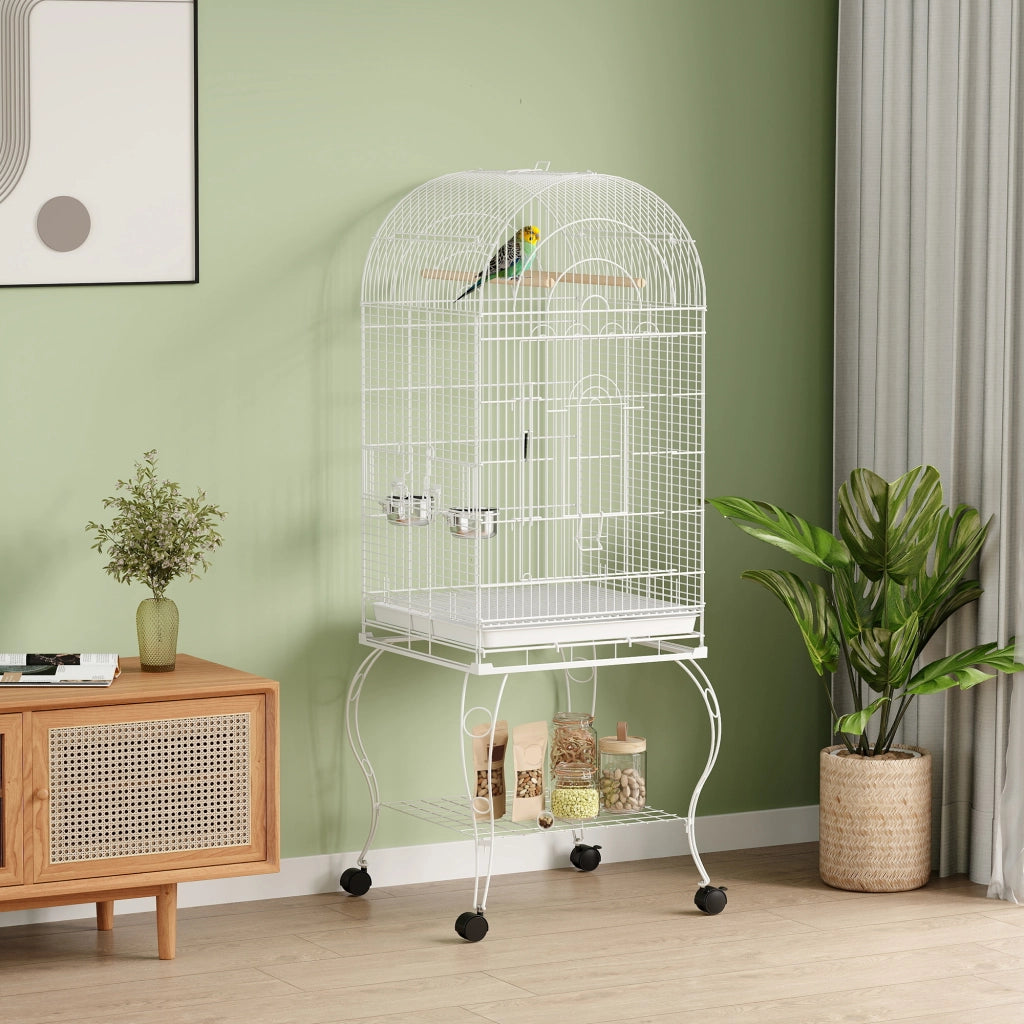 Gabbia per Uccelli con Ruote e Ripiano ¨C Xylo ¨C 51x51x153 cm Bianco