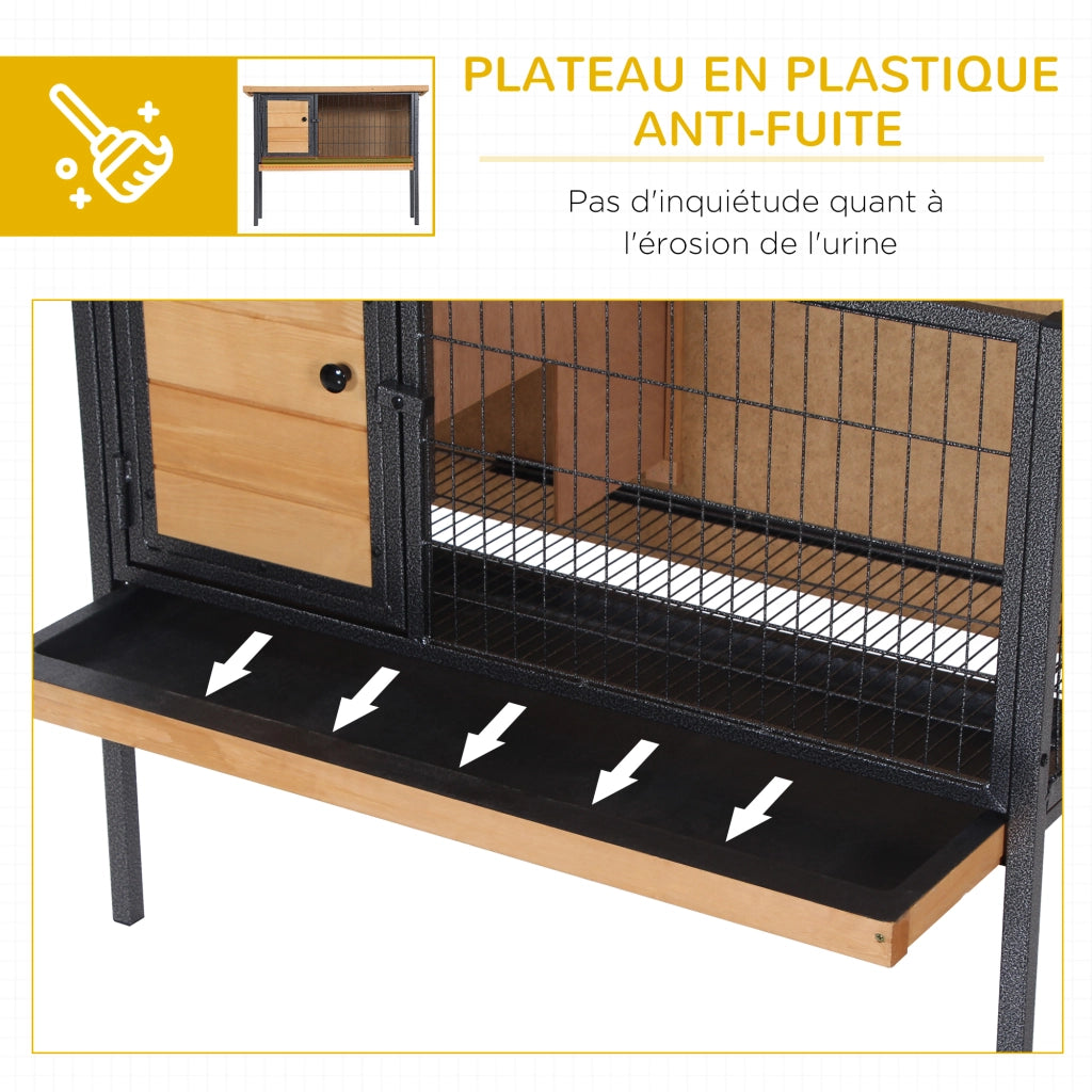 Gabbia per conigli in legno con piedini - Xylo - 91,5x45x70 cm tetto apribile