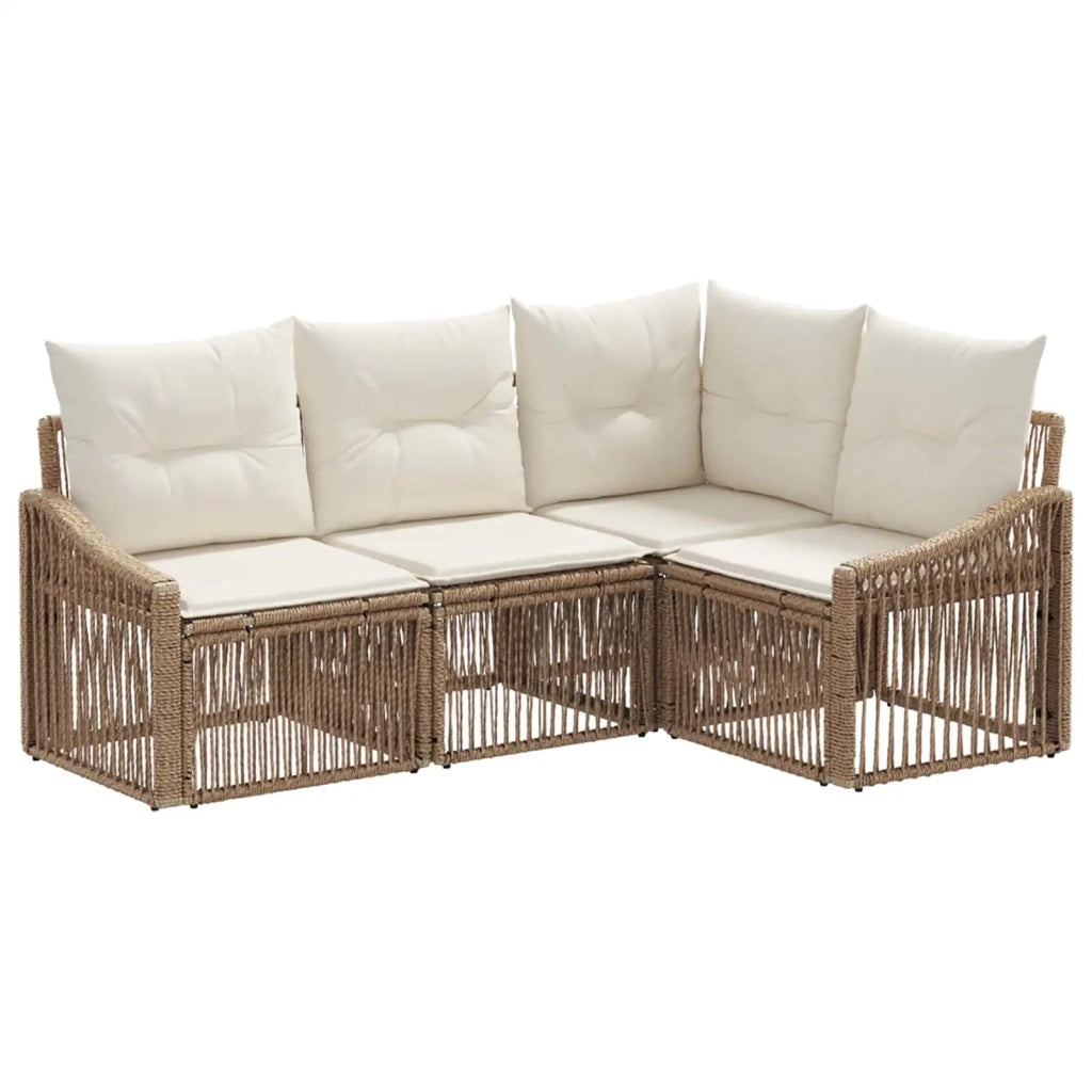 Set Divano da Giardino 4 pz Beige polyrattan 3435999