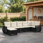 Set Divano da Giardino 7 pz Nero e Bianco Crema polyrattan 3435490