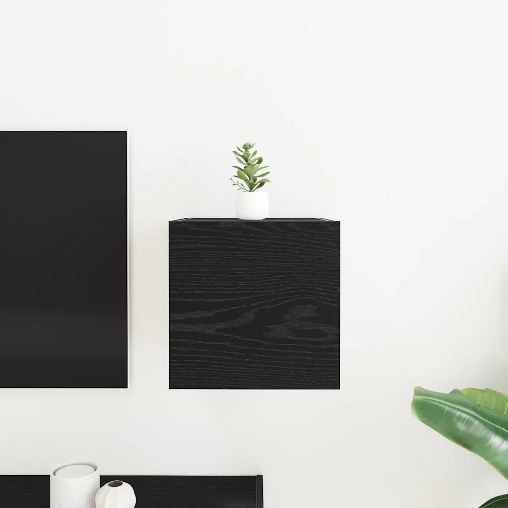 Mobile TV da Parete | Armadietto TV | Mobile Porta TV Rovere Nero 30,5 x 30 x 30 cm