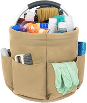 Organizzatore di Pulizia, Borsa di Pulizia, Borsa di Pulizia Ripiegabile, Organizzatore di Pulizia Portatile con Maniglia e Sei Tasche per Interno, Esterno, Bagno, Khaki (Solo Borsa)
