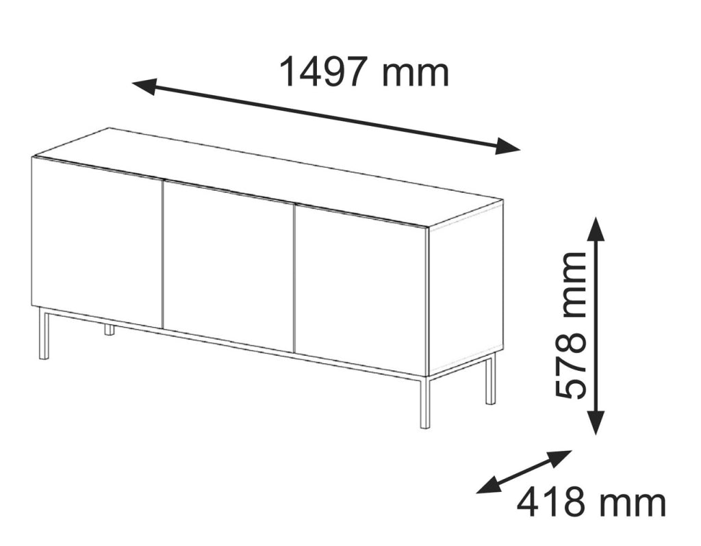 MOBILE RAVENNA B PORTA TV MDF FOILED 3D 150 BIANCO OPACO TELAIO NERO