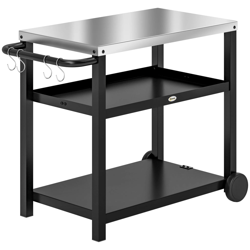 Carrello da cucina 3 ripiani con piano lavoro ganci ruote ¨C zephmum ¨C Edelstahl 102x50x81cm Grigio Antracite