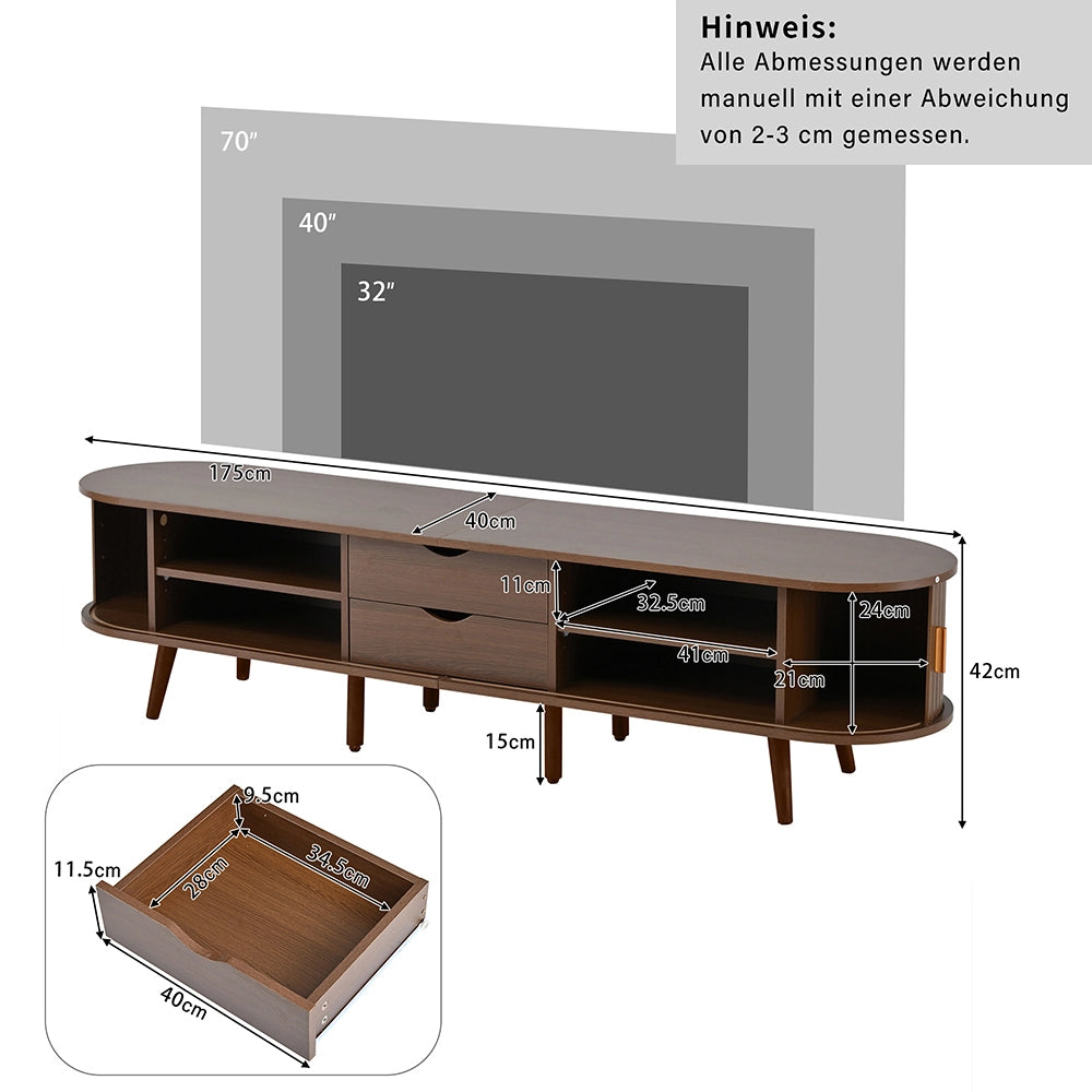 Mobile TV con tavolino - Xylo - 2 pezzi noyer MDF 100x45cm