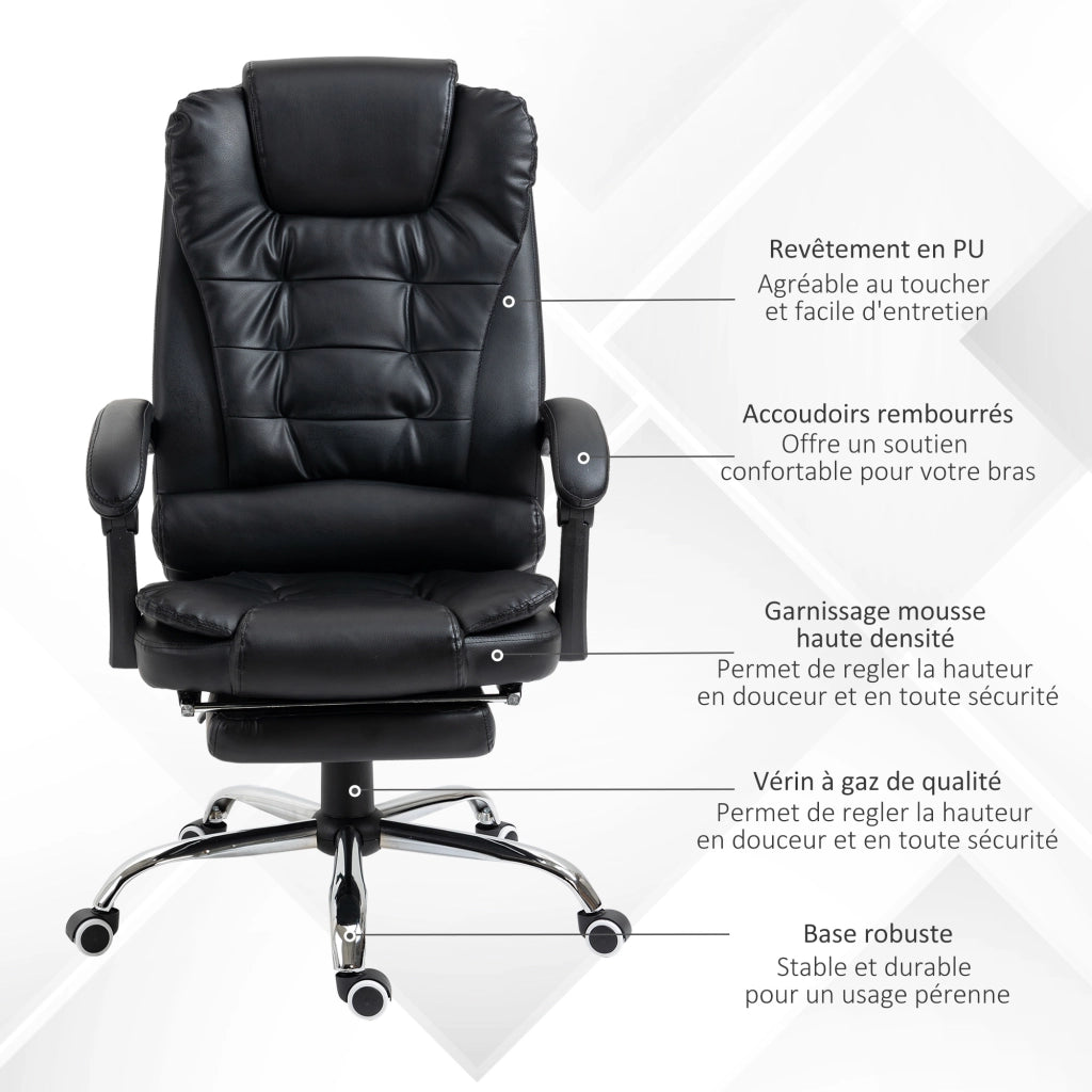 Sedia da ufficio manager reclinabile ¨C Minimal ¨C nero 64.5x69x117 cm