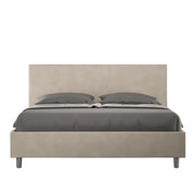 BS COM Letto queen size contenitore imbottito 150x190 microfibra sabbia
