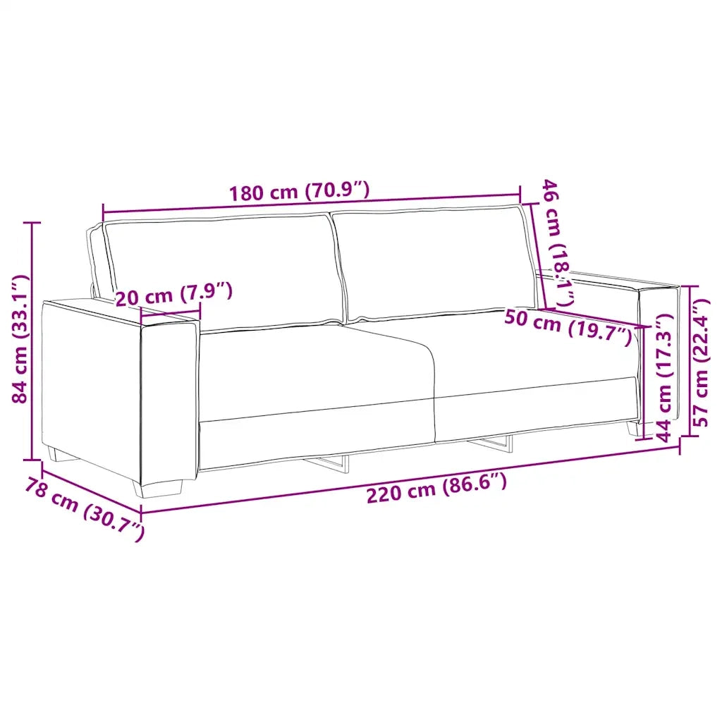 Divano a 3 posti Nero 220x78x84 cm Tessuto 4104992