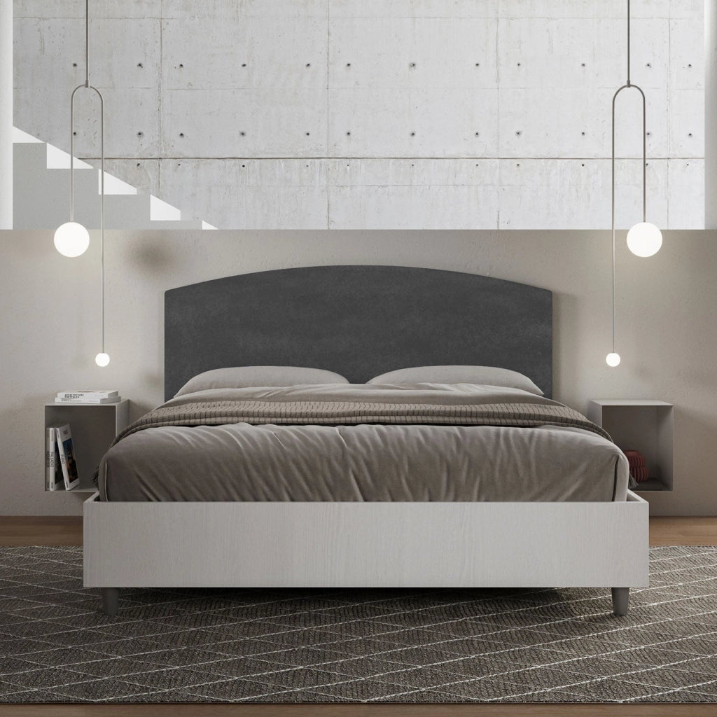 Letto Matrimoniale 160x190 cm con Rete Antilia Grigio