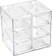 Organizzatore da tavolo - Scatola a cassetta mini con 6 contenitori - Ripiegabile - Piccola scatola in plastica per cosmetici - gioielli - attrezzi da sarto