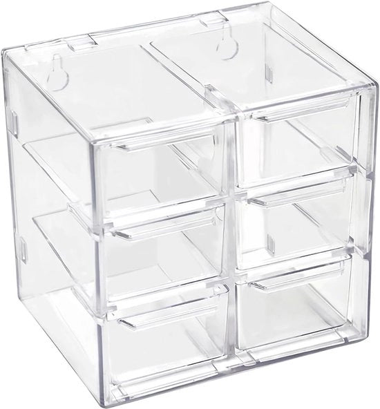 Organizzatore da tavolo - Scatola a cassetta mini con 6 contenitori - Ripiegabile - Piccola scatola in plastica per cosmetici - gioielli - attrezzi da sarto