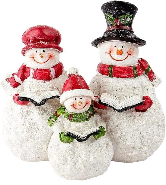 Famiglia di figure decorative da neve - 13 cm x 14 cm x 10 cm