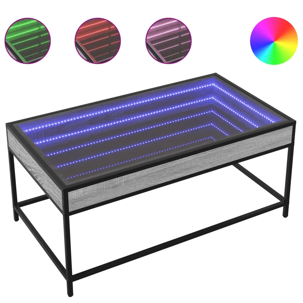 Tavolino da Salotto con LED Infinity Grigio Sonoma 90x50x41 cm 847690