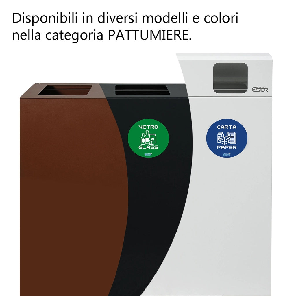 Pattumiera per Raccolta Differenziata 4 Scomparti 240 L 120x30x96 cm in Acciaio Verniciato Bianco