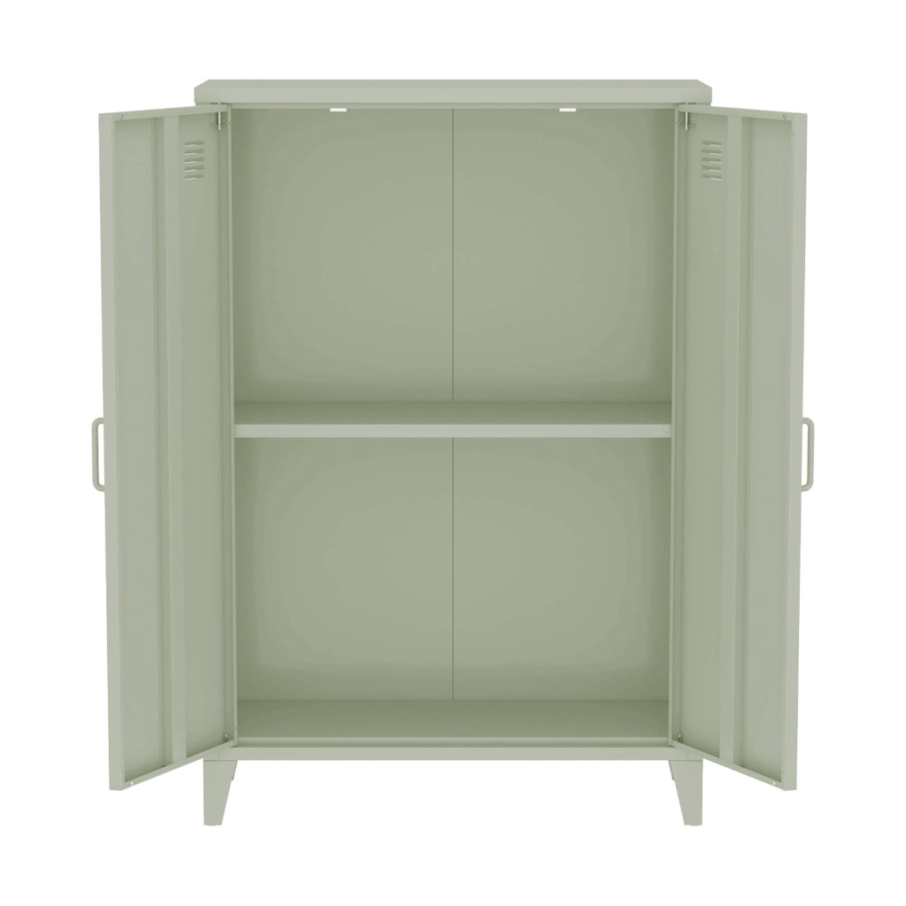 Set di 2 armadietti in metallo, 2 ante, verde chiaro