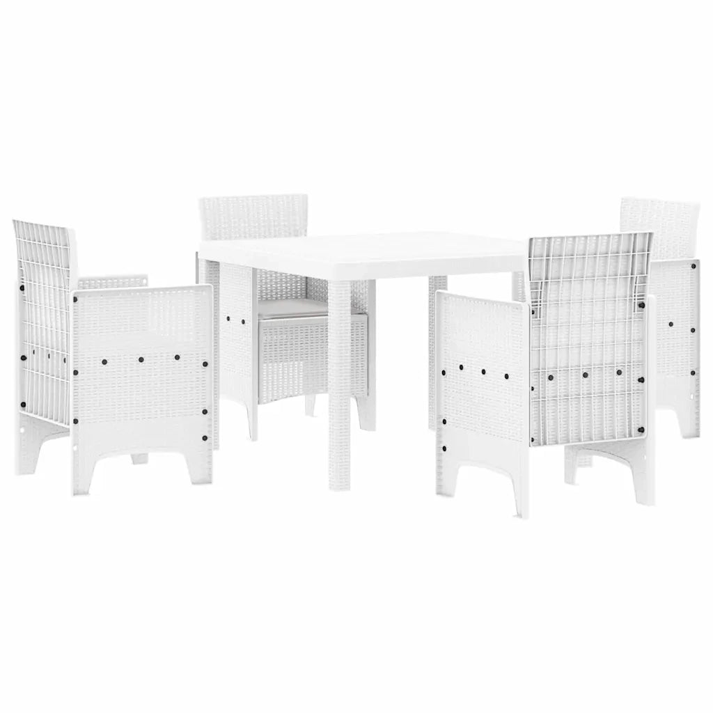 Set da Pranzo per Giardino 5 pcs Bianco Polipropilene